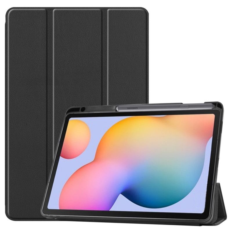 Smart Etui Samsung Galaxy Tab S6 Lite Svart Tri Fold Blyantholder