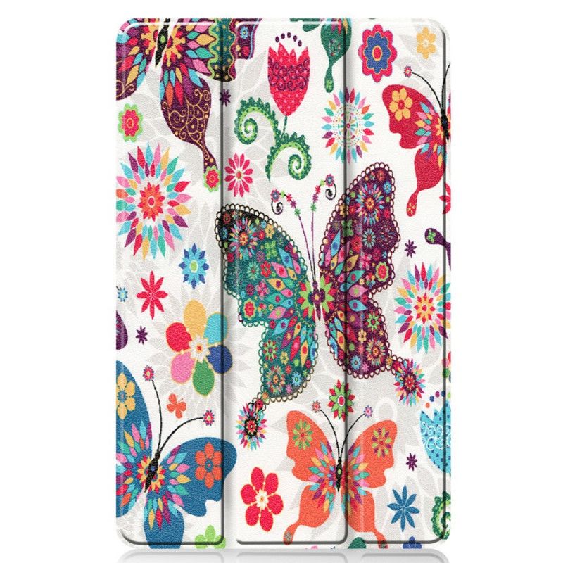 Smart Veske Samsung Galaxy Tab S6 Lite Retro Sommerfugler Og Blomster