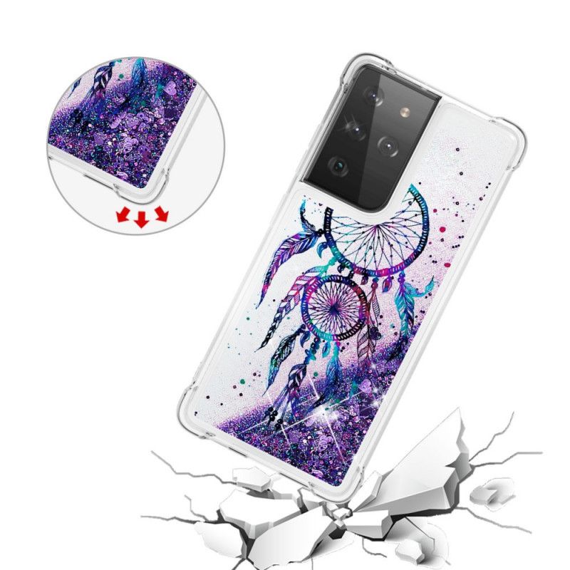 Deksel for Samsung Galaxy S21 Ultra 5G Glitter Dreamcatcher