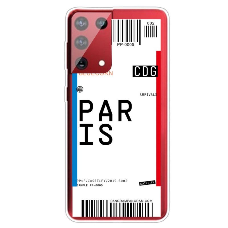 Deksel Samsung Galaxy S21 Ultra 5G Boarding Pass To Paris Anti-fall