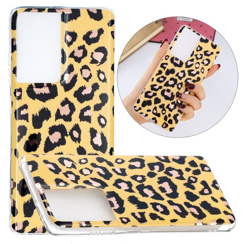 Deksel Samsung Galaxy S21 Ultra 5G Leopardstil Marmor Anti-fall