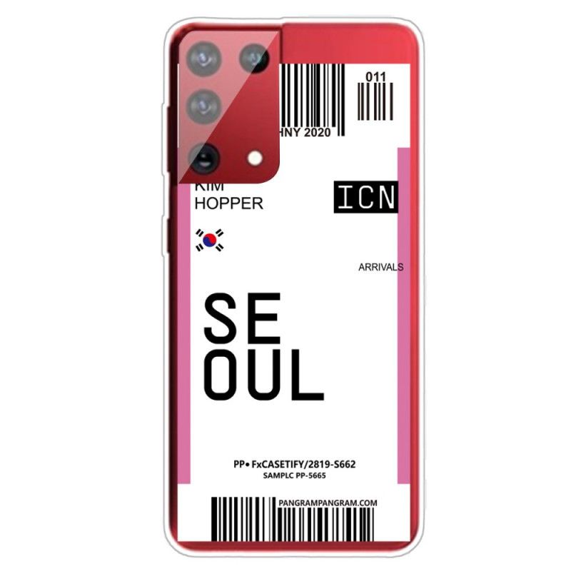 Deksel Samsung Galaxy S21 Ultra 5G Magenta Boardingkort Til Seoul