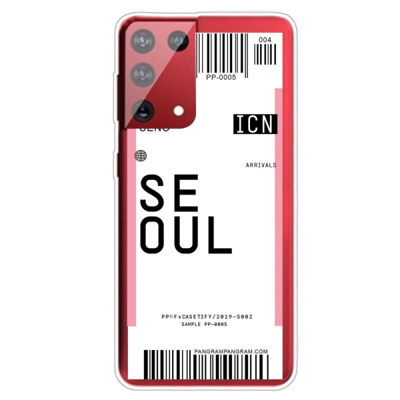 Deksel Samsung Galaxy S21 Ultra 5G Magenta Boardingkort Til Seoul