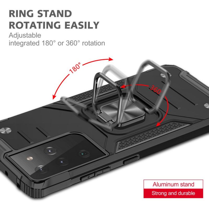 Deksel Samsung Galaxy S21 Ultra 5G Svart Avtakbar Motstandsdyktig Ring Anti-fall