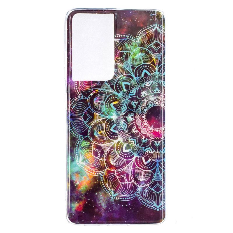 Deksel Samsung Galaxy S21 Ultra 5G Svart Fluorescerende Blomsterserie