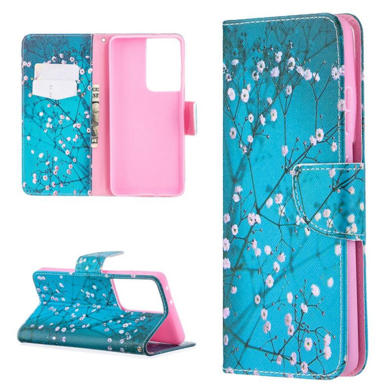 Folio Deksel for Samsung Galaxy S21 Ultra 5G Blomstrende Tre