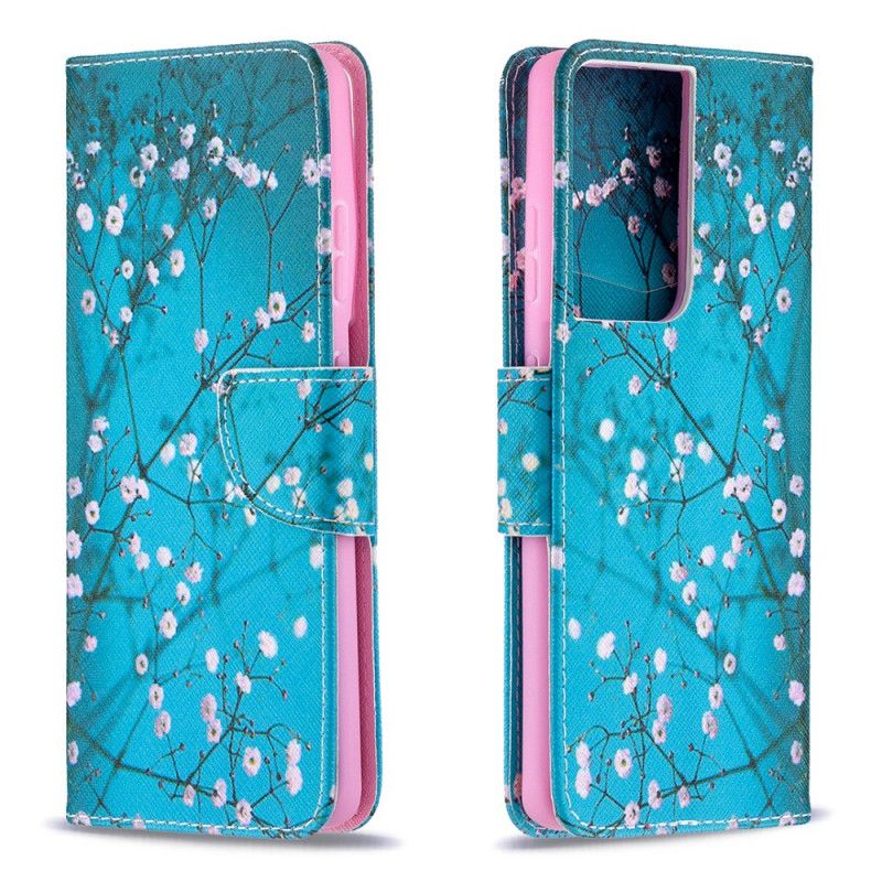 Folio Deksel for Samsung Galaxy S21 Ultra 5G Blomstrende Tre