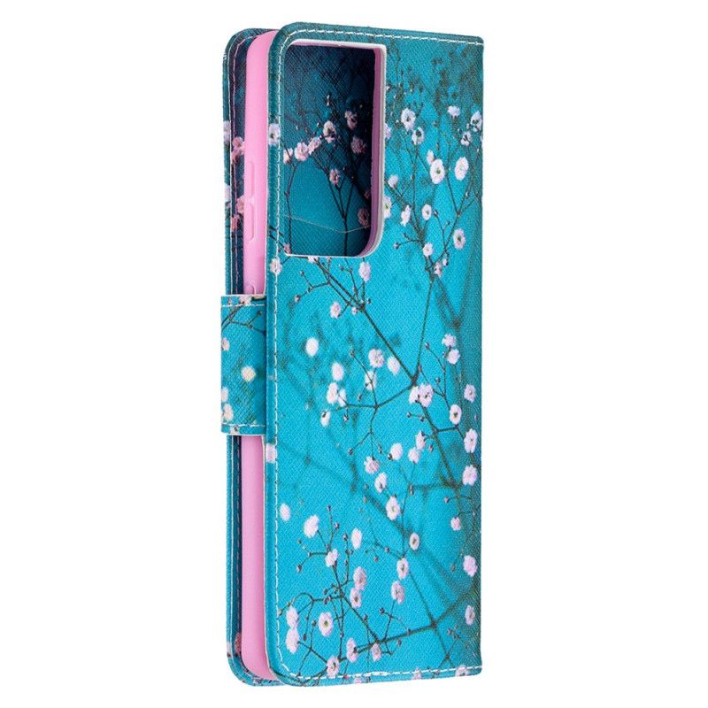 Folio Deksel for Samsung Galaxy S21 Ultra 5G Blomstrende Tre