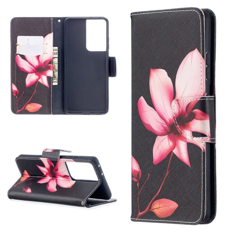 Folio Deksel for Samsung Galaxy S21 Ultra 5G Rosa Blomst