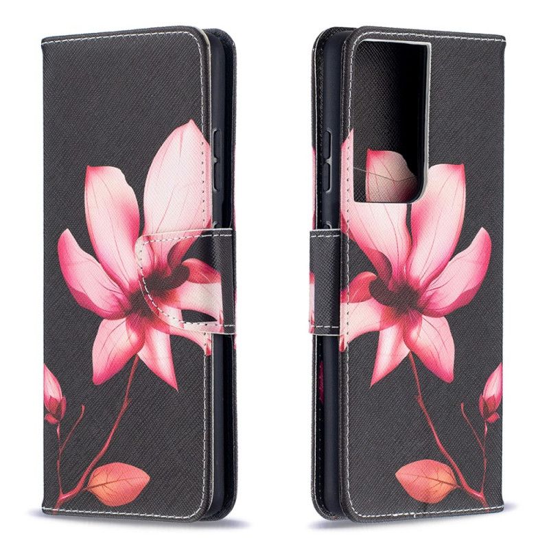 Folio Deksel for Samsung Galaxy S21 Ultra 5G Rosa Blomst