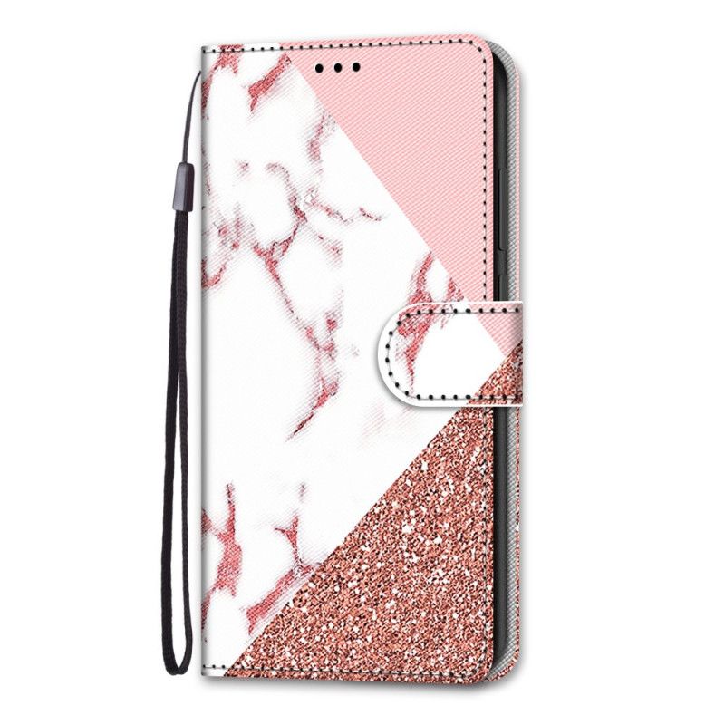 Folio Deksel for Samsung Galaxy S21 Ultra 5G Trekant I Marmor Og Glitter