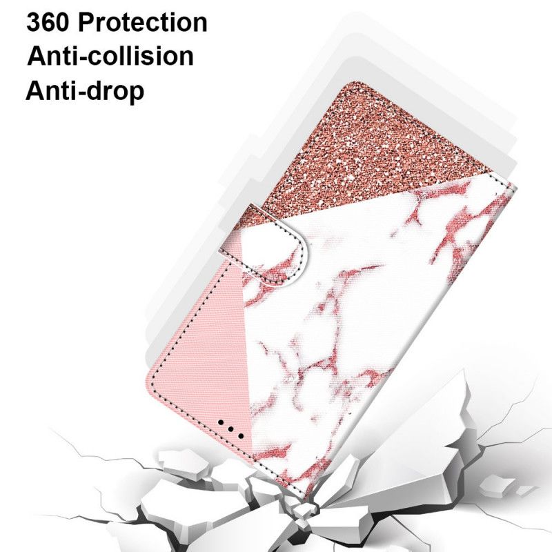 Folio Deksel for Samsung Galaxy S21 Ultra 5G Trekant I Marmor Og Glitter