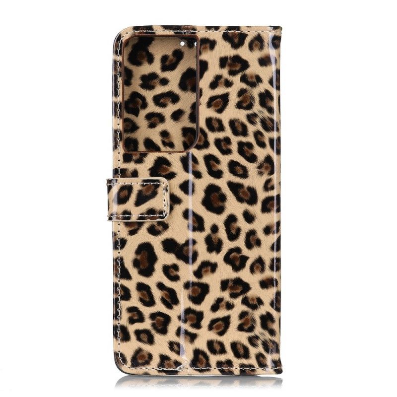 Folio Deksel Samsung Galaxy S21 Ultra 5G Enkel Leopard Beskyttelse