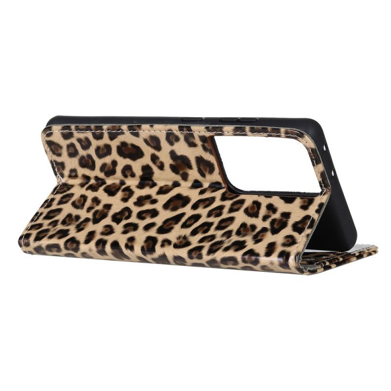 Folio Deksel Samsung Galaxy S21 Ultra 5G Enkel Leopard Beskyttelse