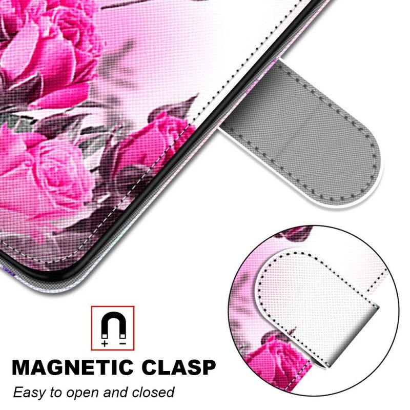 Folio Deksel Samsung Galaxy S21 Ultra 5G Magenta Magiske Blomster