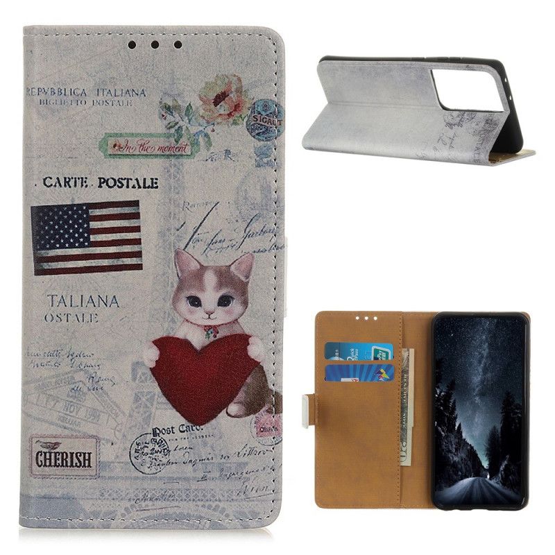 Folio Deksel Samsung Galaxy S21 Ultra 5G Omreisende Katt