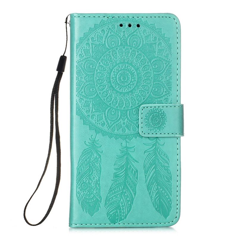 Folio Deksel Samsung Galaxy S21 Ultra 5G Svart Dreamcatcher-Trykk Og Stropp