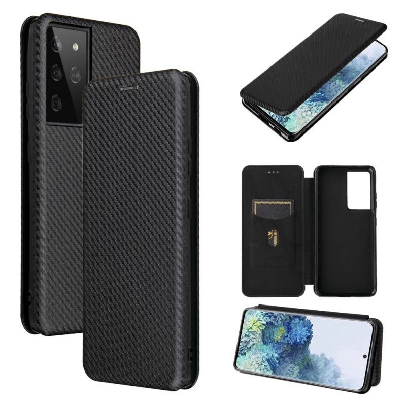 Folio Deksel Samsung Galaxy S21 Ultra 5G Svart Karbonfiber