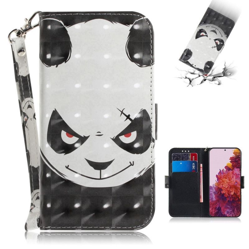 Folio Deksel Samsung Galaxy S21 Ultra 5G Svart Panda Med Tanga