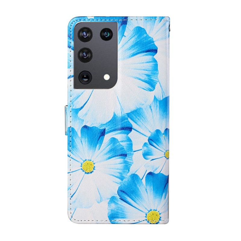 Folio Deksel Samsung Galaxy S21 Ultra 5G Svart Ville Blomster