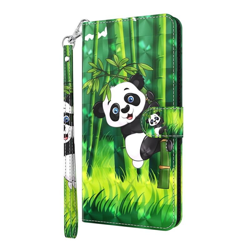 Lærdeksel Folio Deksel Samsung Galaxy S21 Ultra 5G Mobildeksel Panda Og Bambus