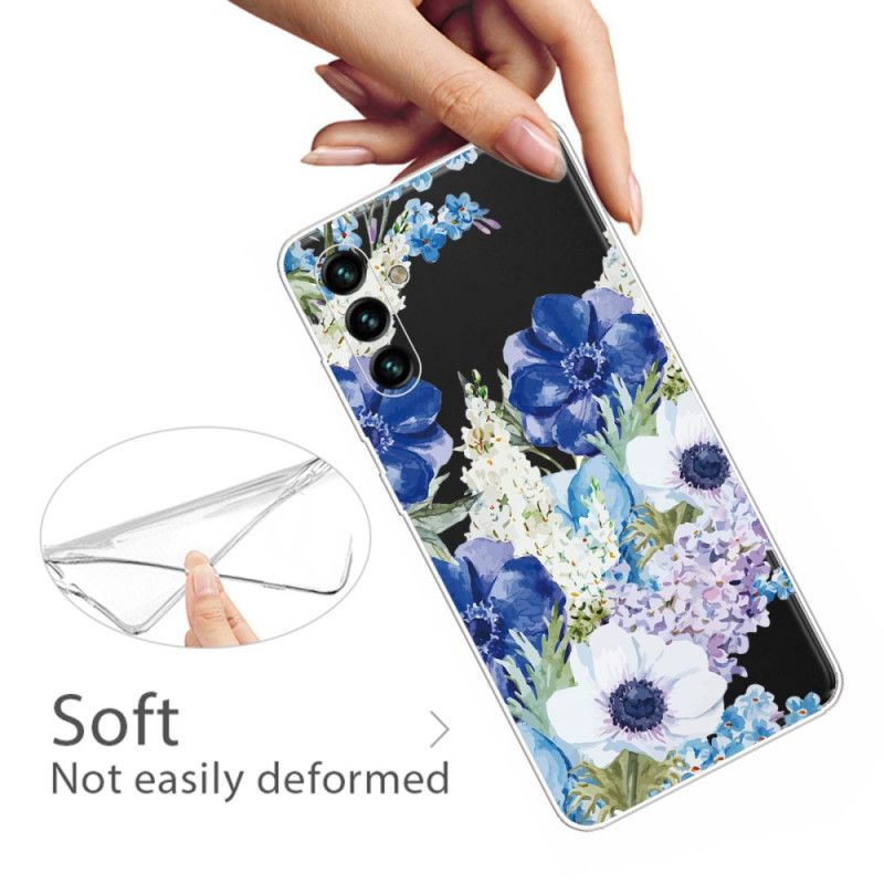 Deksel Til Samsung Galaxy A13 5g Blue Flowers Akvarell