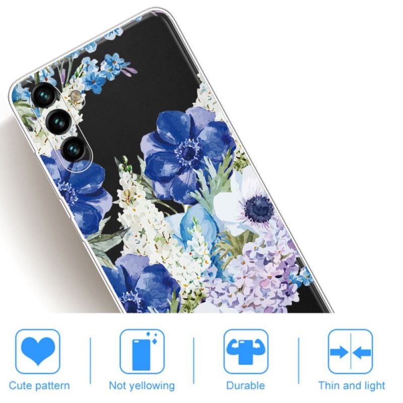 Deksel Til Samsung Galaxy A13 5g Blue Flowers Akvarell