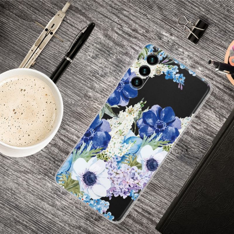 Deksel Til Samsung Galaxy A13 5g Blue Flowers Akvarell