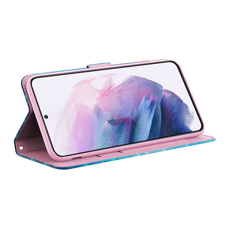 Folio Deksel Samsung Galaxy A13 5g Flyvende Blå Sommerfugler