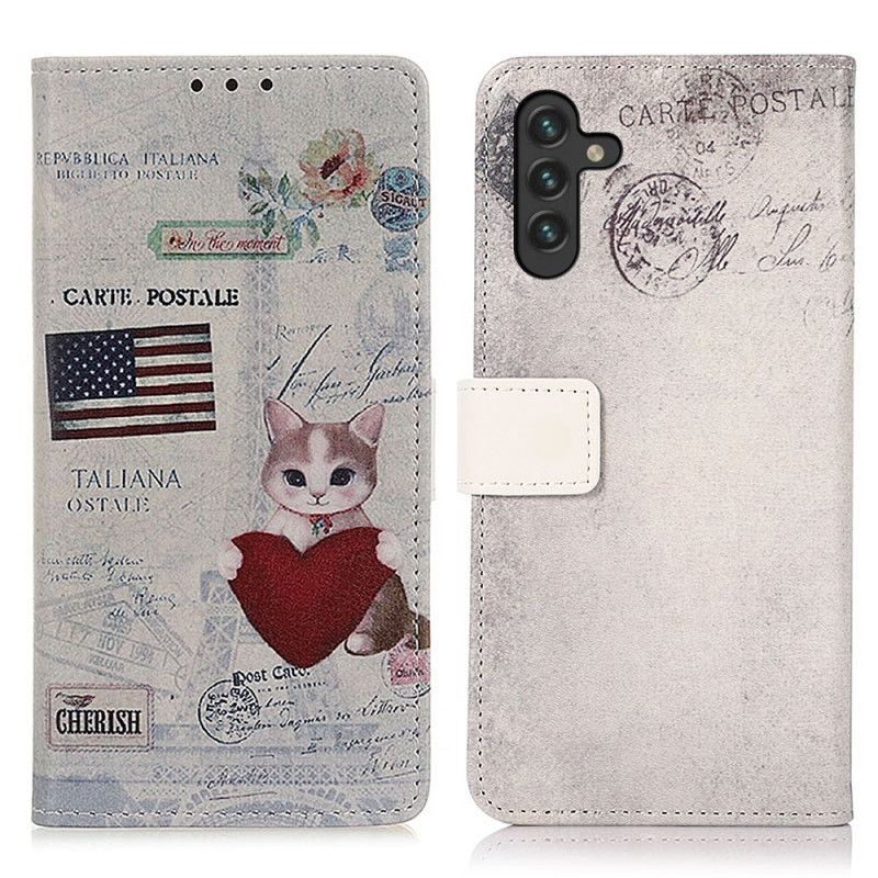 Folio Deksel Samsung Galaxy A13 5g Traveling Cat