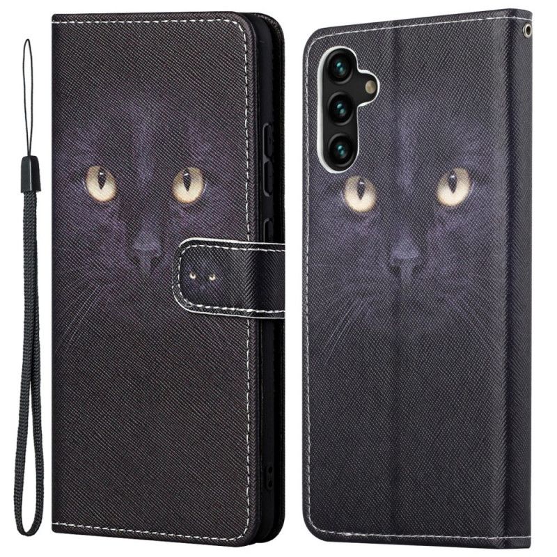 Folio Deksel Til Samsung Galaxy A13 5g Black Strappy Cat Eyes