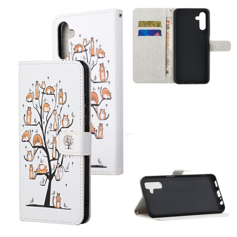 Lærdeksel Folio Deksel Samsung Galaxy A13 5g Mobildeksel Funky Cats Strappy