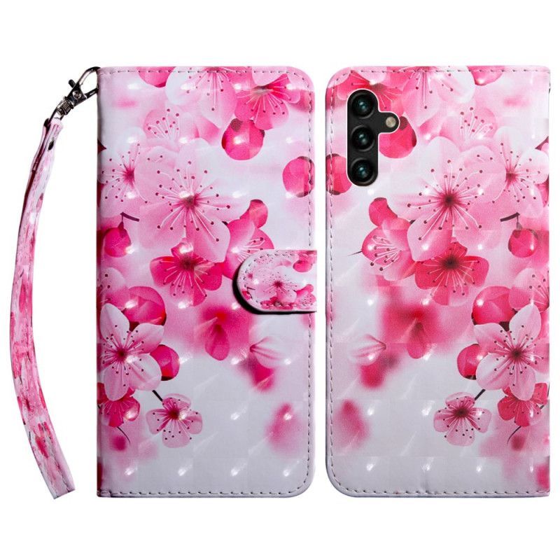 Lærdeksel Folio Deksel Samsung Galaxy A13 5g Mobildeksel Rosa Blomster