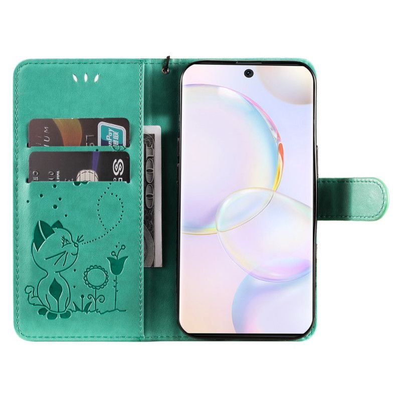 Folio Deksel Huawei Nova 9 / Honor 50 Cat And Bee Thong Beskyttelse Deksel