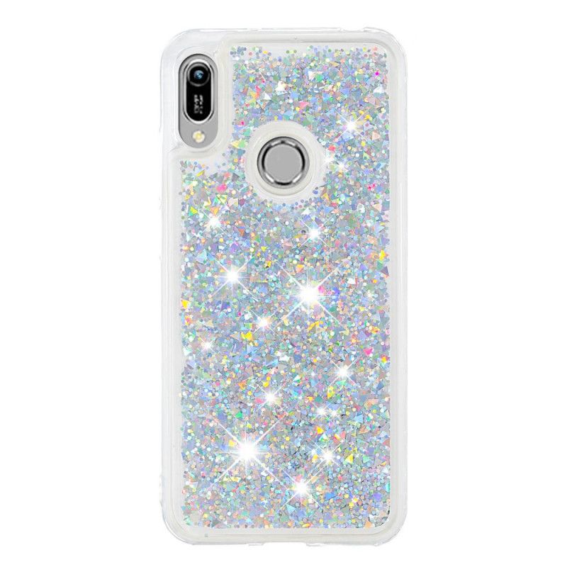 Deksel Huawei Y6 2019 Lyseblå Glitterpulver Anti-fall