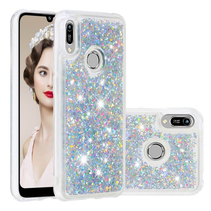 Deksel Huawei Y6 2019 Lyseblå Glitterpulver Anti-fall