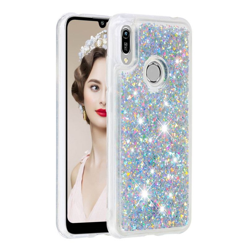 Deksel Huawei Y6 2019 Lyseblå Glitterpulver Anti-fall