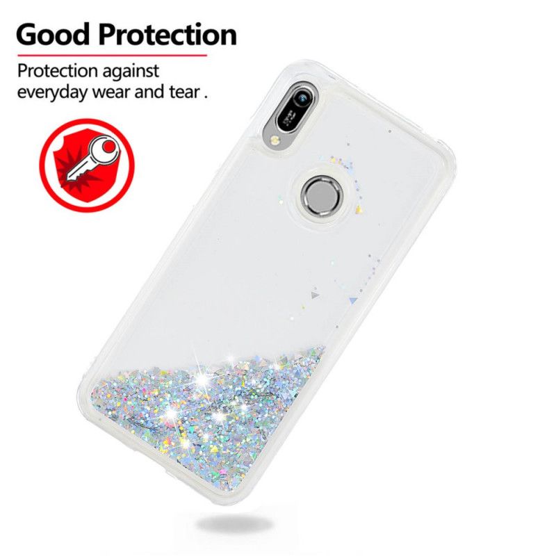 Deksel Huawei Y6 2019 Lyseblå Glitterpulver Anti-fall