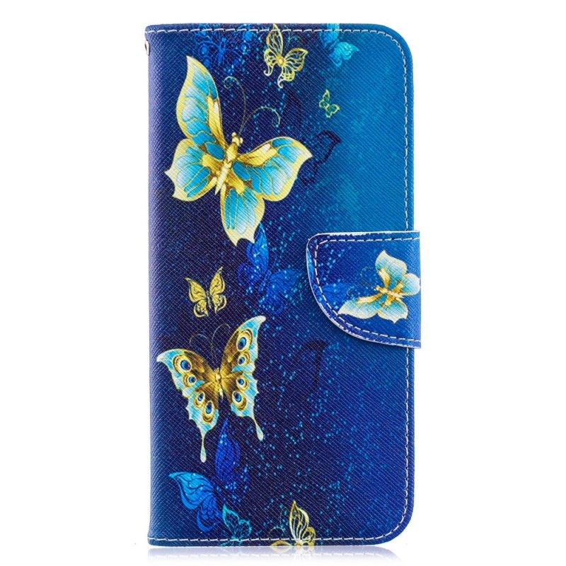 Folio Deksel for Huawei Y6 2019 Magenta Sommerfugler Om Natten