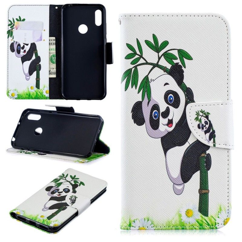 Folio Deksel for Huawei Y6 2019 Panda På Bambus