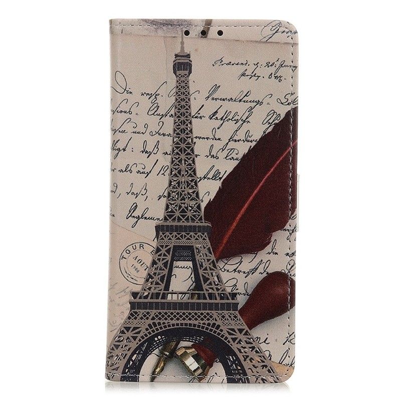 Lærdeksel Folio Deksel Huawei Y6 2019 Mobildeksel Eiffeltårnet Til Dikteren