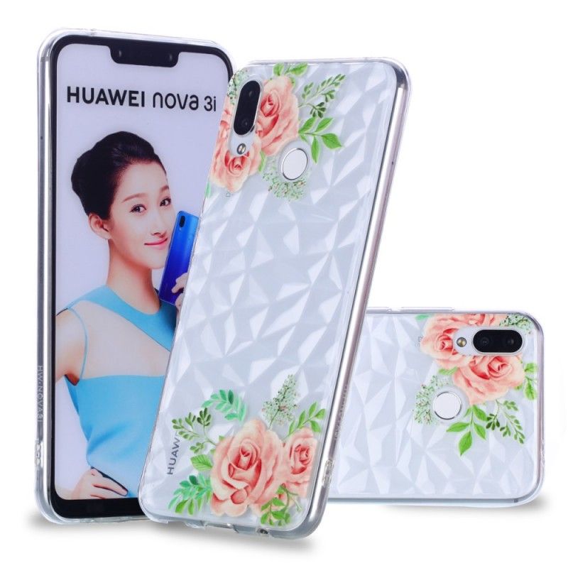 Deksel Huawei P Smart Plus Diamanttekstur Og Blomster Beskyttelse