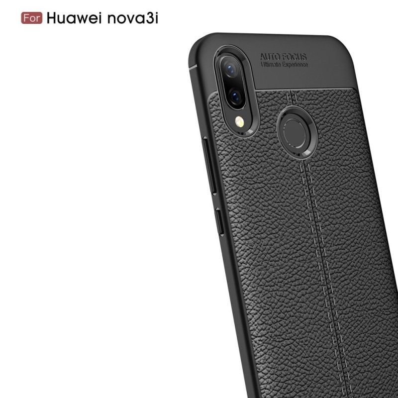 Deksel Huawei P Smart Plus Svart Dobbeltlinjet Litchi-Effekt Anti-fall