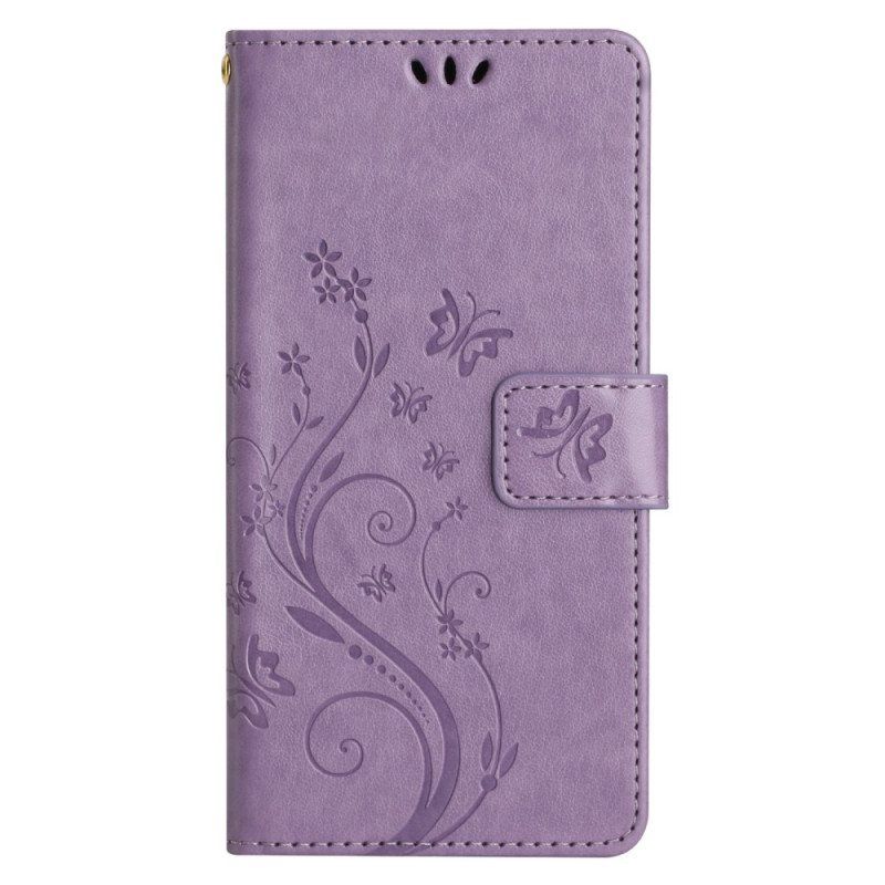 Folio Deksel Til Samsung Galaxy A14 / A14 5G Med Kjede Strappy Floral