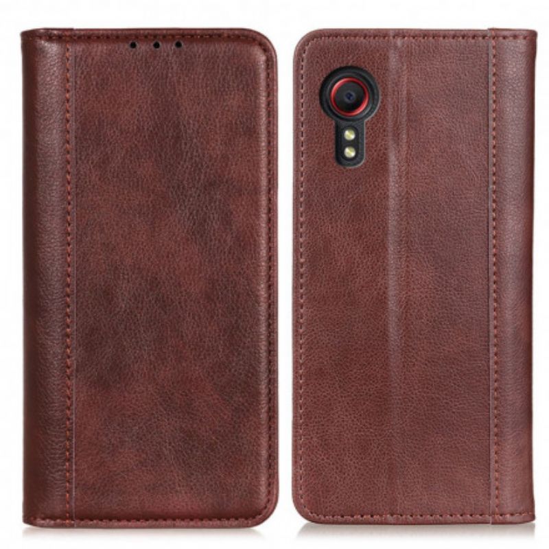 Folio Deksel Samsung Galaxy Xcover 5 Elegance Split Litchi Leather