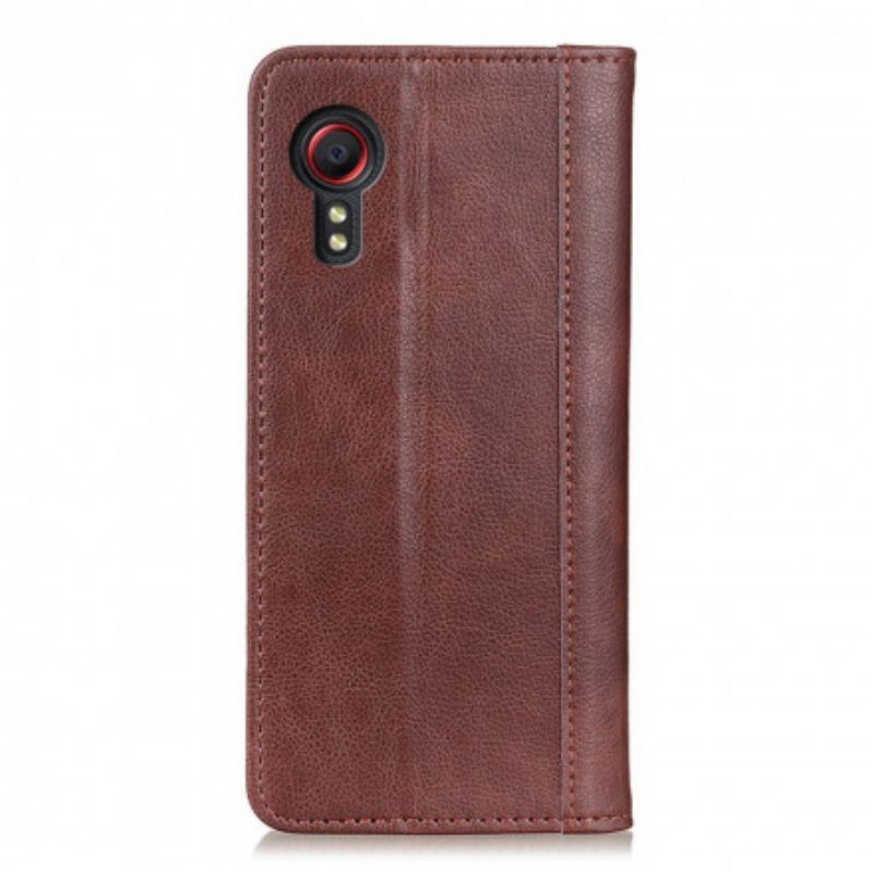 Folio Deksel Samsung Galaxy Xcover 5 Elegance Split Litchi Leather