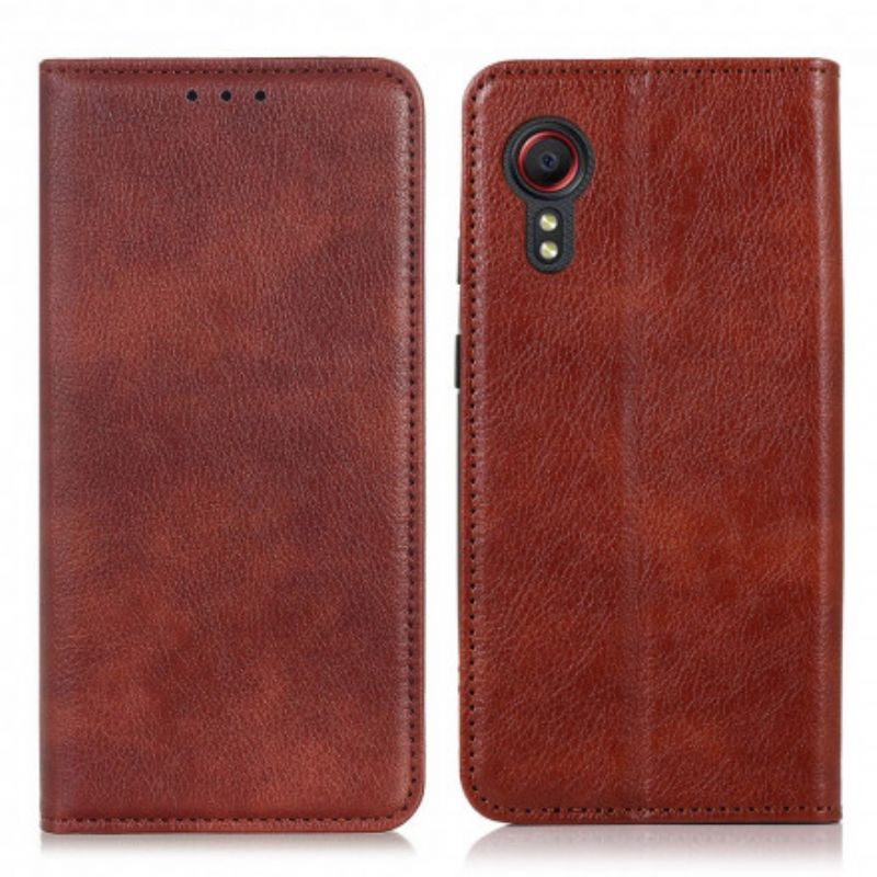 Folio Deksel Samsung Galaxy Xcover 5 Elegance Split Litchi Leather Beskyttelse Deksel