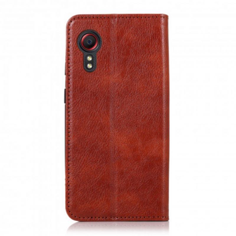 Folio Deksel Samsung Galaxy Xcover 5 Elegance Split Litchi Leather Beskyttelse Deksel