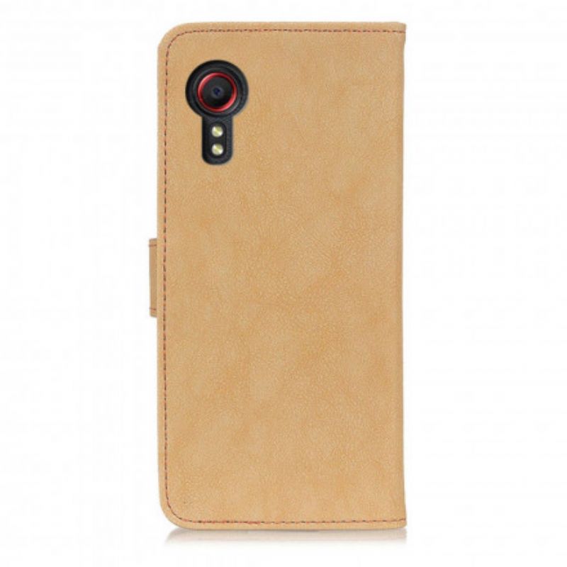 Folio Deksel Samsung Galaxy Xcover 5 Faux Leather Split Retro Khazneh Beskyttelse Deksel