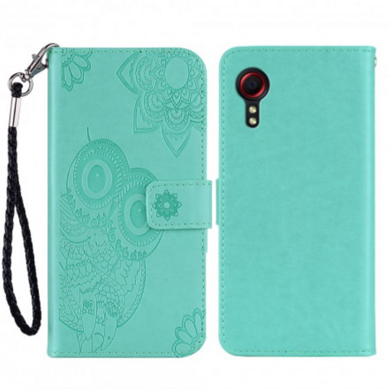 Folio Deksel Samsung Galaxy Xcover 5 Owl Mandala And Lanyard